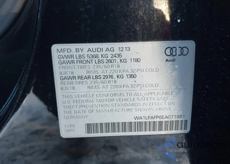 2014 Audi Q5 2.0T Premium из США, поврежденный, VIN WA1LFAFP6EA071981